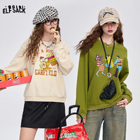 【179元2件】妖精的口袋联名卫衣女24美式早秋圆领宽松春秋款