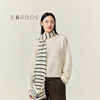 ERDOS【刘雯联名系列】LIUWEN×ERDOS 趣味图案提花条纹口袋围巾 白 165cmX25cm