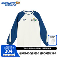 Skechers斯凯奇男童针织长袖T恤衫秋季新款时尚圆领宽松运动上衣L324B009