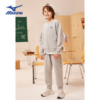 MIZUNO美津浓儿童套装卫衣卫裤假两件秋冬宽松户外运动男女童 花灰 120cm (身高115-125cm)