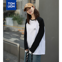 唐狮 TONLION2024秋季新款女圆领插肩袖左胸字母长袖T恤WP