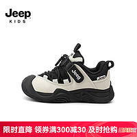 Jeep 吉普 儿童运动鞋秋款轻便软底女童休闲鞋2024春秋防滑男童鞋子 黑白 35码  鞋内长约22.5cm