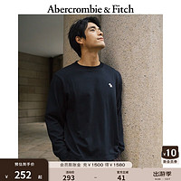 ABERCROMBIE & FITCH男装 24秋季简约重磅百搭经典小麋鹿圆领长袖T恤KI124-4501 纯黑 S (175/92A)