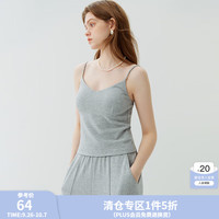 范思蓝恩23FS13281休闲抽绳连帽卫衣直筒裤吊带套装秋季女装 花灰色吊带 M