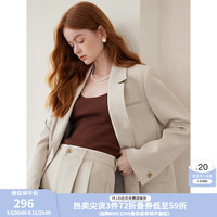 范思蓝恩秋季高级感百搭气质西装套装女秋季2024外套休闲裤两件套通勤 砂砾色西装 M