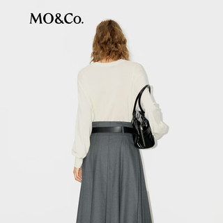 MO&Co.毛衣针织衫醋酸羊绒2024冬新品长袖钉珠套头上衣MBD4SWTT01