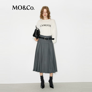 MO&Co.毛衣针织衫醋酸羊绒2024冬新品长袖钉珠套头上衣MBD4SWTT01