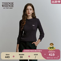 Teenie Weenie小熊2024年冬季新款手工钩花挑孔蕾丝肌理毛衣打底衫