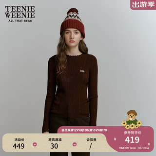 TEENIE WEENIE 手工钩花蕾丝肌理毛衣 棕色 M(165) 女士针织衫