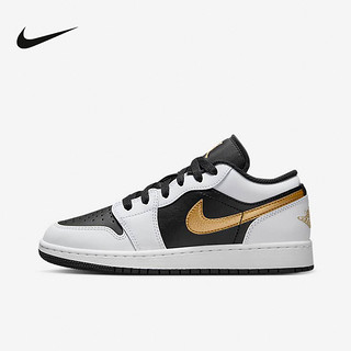 NIKE 耐克 女鞋大童鞋NIKE Jordan 1 AJ1 白黑金低帮篮球鞋板鞋 553560