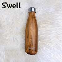 S'well 美国经典保温杯女创意大容量 木纹系列 柚木 500ml