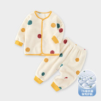 皮偌乔 儿童秋衣秋裤宝宝家居服套装男童女童纯棉保暖家居服全棉睡衣 圆点 73CM