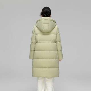 雪中飞 SNOWFLYING2024女士连帽加内领撞点缀长款羽绒服软糯亲肤抗寒锁温 豆绿 155/80A