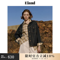 ELAND衣恋短外套女H版经典牛仔纯棉舒适夹克2024秋季新款
