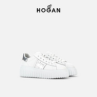 HOGAN 鞋2024H-STRIPES休闲厚底饼干鞋 白/银 女款 36.5 拍小半码