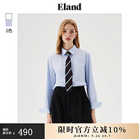 E·LAND 衣恋 ELAND衣恋衬衫女翻领系扣宽松衬衣配条纹领带2024秋季 象牙白/白色(39)Ivory L/170