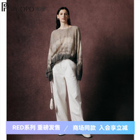 帕罗(PALUOPO)【RED系列】 100%山羊绒衫女2024秋冬宽松慵懒风毛衣 新古董白+灰 均码/F