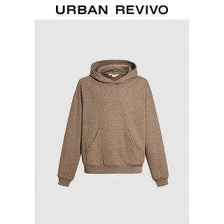 URBAN REVIVO UR2024秋季男装休闲简约百搭超宽松连帽卫衣UMY440015 咖棕 L(XL-XXL)