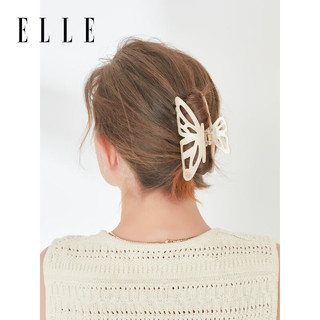 ELLE蝴蝶高级感简约发夹后脑勺亚克力抓夹女简约大号气质 香槟米