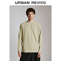 URBAN REVIVO UR2024秋季男装肌理感圆领长袖T恤UMM440012 卡其 XS