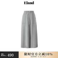 ELAND衣恋半身裙女运动风抽绳设计宽松舒适通勤卫裙2024秋季 灰色(15)Grey M/165