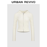 URBAN REVIVO UR2024秋冬女装潮流运动风刺绣双拉链针织开衫UYV940018 象牙白 M