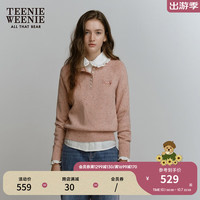 Teenie Weenie小熊2024年冬季新款彩色点子纱长半开襟套头慵懒毛衣