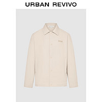 URBAN REVIVO UR2024秋冬男装时尚休闲字母印花廓形翻领夹克UMY140004 卡其 S