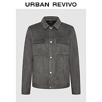 URBAN REVIVO UR2024秋季男装轻熟风袋盖口袋廓形夹克外套UMM140017 深灰 XL