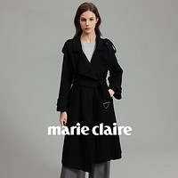 Marie Claire 嘉人 气质通勤绵羊毛大衣女长款双面呢秋冬女装高级感翻领毛呢子外套