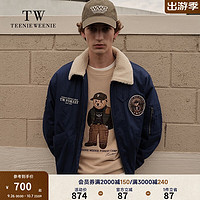 TEENIE WEENIE Men小熊男装棉服2024冬季机车风潮流加厚外套夹克男 藏青色 175/L