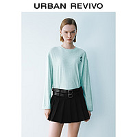 URBAN REVIVO UR2024秋季女装时尚休闲宽松萌宠刺绣长袖T恤UYY440046 淡蓝 M