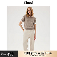 E·LAND 衣恋 ELAND衣恋圆领针织衫女温柔甜美短袖T恤弹力柔软2024夏季 中褐色(89)M/BROWN L/170