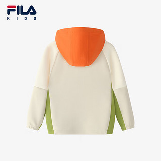 FILA 斐乐童装儿童套装2024秋季女小童连帽运动卫衣梭织长裤 乳灰色-FBG 105cm