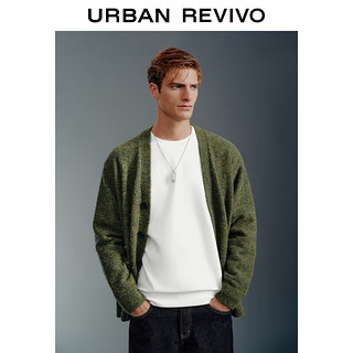 URBAN REVIVO UR2024秋冬男装时尚静奢风杂色软糯针织开衫UMF940034 绿色 L