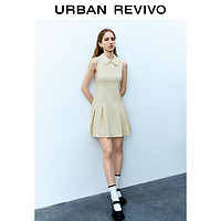 URBAN REVIVO UR2024秋季女装时尚休闲学院风压褶无袖连衣裙UYU740002 米白 M