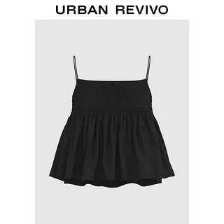 URBAN REVIVO 女装时尚打揽设计感系带修身吊带衫 UYY240001 黑色 XL