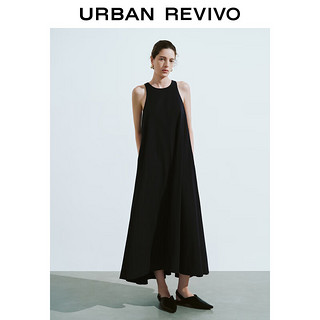 URBAN REVIVO UR2024秋季女装气质无袖背心式中长款连衣裙UWM740012 正黑 L