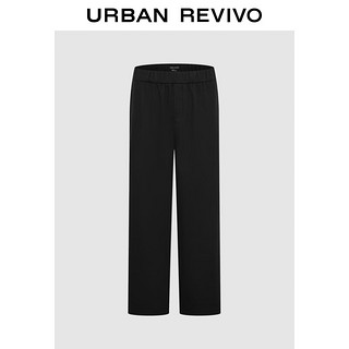 URBAN REVIVO UR2024秋季女装法式气质通勤百搭松紧腰阔腿裤UWM640015 正黑 S