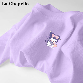 LA CHAPELLE MINI拉夏贝尔童装男女童长袖t恤纯棉儿童秋季2024春秋款打底衫潮 【女童纯棉长袖】紫色爱心米小标 120