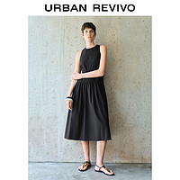 URBAN REVIVO UR2024秋季女装时尚休闲层叠中长款无袖连衣裙UWM740009 黑色 S