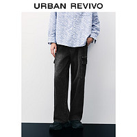 URBAN REVIVO UR2024秋季男装潮流休闲高街贴袋水洗牛仔长裤UMV840082 深灰 31