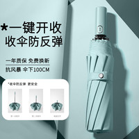 莫兰迪自动雨伞防反弹京纯素色折叠商务伞女双人三折防晒加固加厚伞 暮光绿