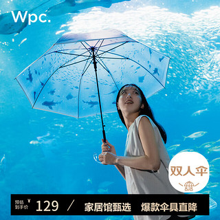 Wpc. 雨伞新江之岛水族馆联名日本透明可爱加固结实抗风雨具 长柄伞-早安大水槽PT-EN02 BL