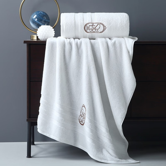 雪仑尔 酒店长绒棉浴巾柔软吸水不掉毛成人纯棉大浴巾男女加厚大毛巾 白色 600g 140cm*80cm