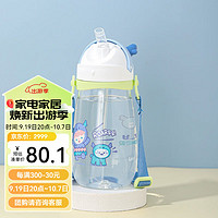 LOCK&LOCK 塑料杯大容量可爱小怪兽男女学生儿童便携吸管喝水杯子450ML 蓝色