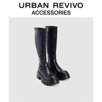 URBAN REVIVO2024秋季新款女士时尚百搭厚底长筒靴UAWS40169