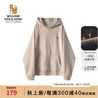 William fox&sons重磅加绒厚重感针织卫衣面料卡通形象刺绣LOGO宽松阔型连帽卫衣男 燕麦色 M /48