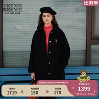 Teenie Weenie【双面呢】小熊秋季澳洲绵羊毛中长款毛呢大衣女 藏青色 165/M