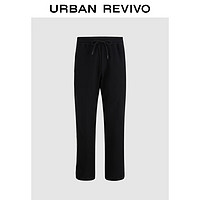 URBAN REVIVO UR2024秋冬男装休闲简约百搭松紧腰抽绳直筒裤UMM640009 正黑 30